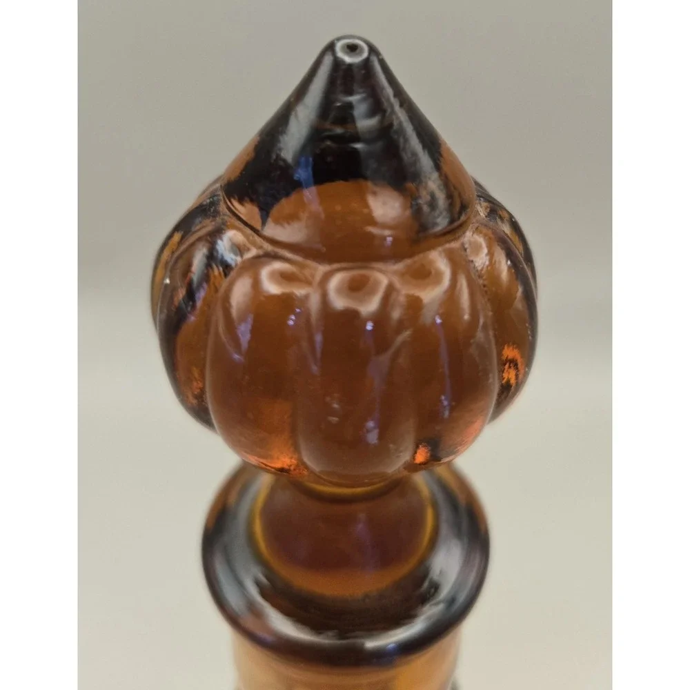 Vintage Decanter Amber Glass‎ Set With 7 Matching Goblets. Tara
